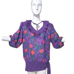 Vintage‎ Assorti Susan Freis Floral  Bohemian Women's size Large Maximalist Top